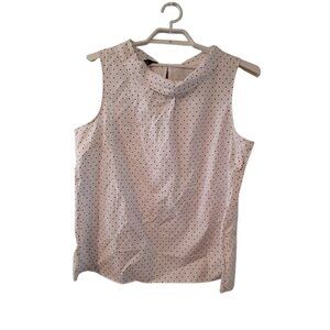 Talbots White Polka Dot Sleeveless Cowl Neck Camisole